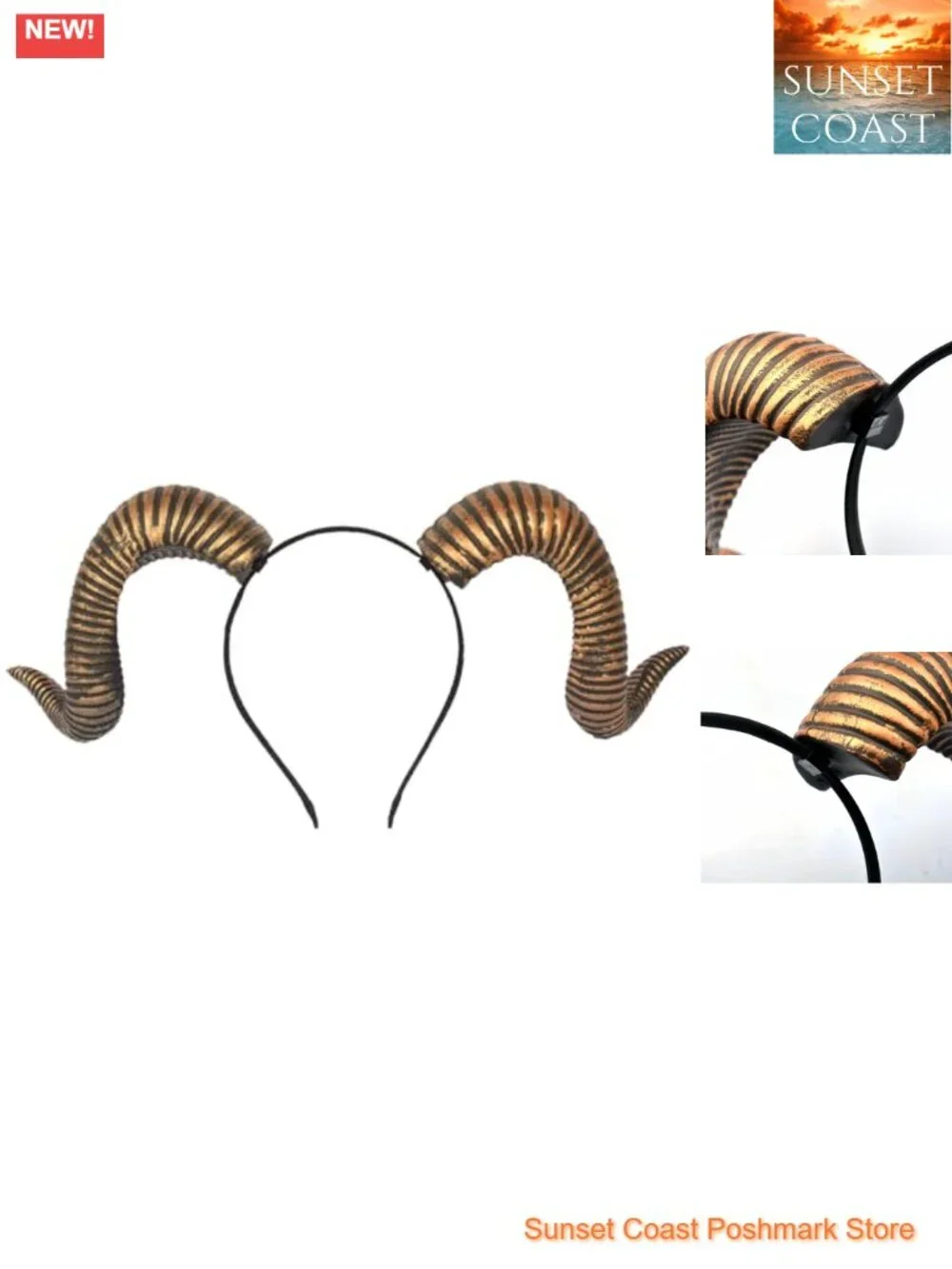 Realistic Ram Horn Headband Halloween Cosplay Costume Accessory Adult